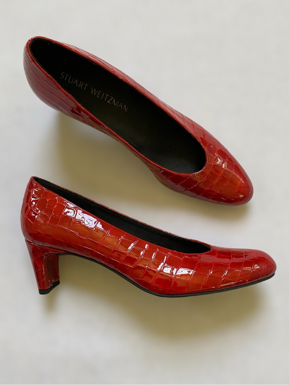 Stuart Weitzman‎ Crocodile Print Patent Leather Heels Size 7.5SS
